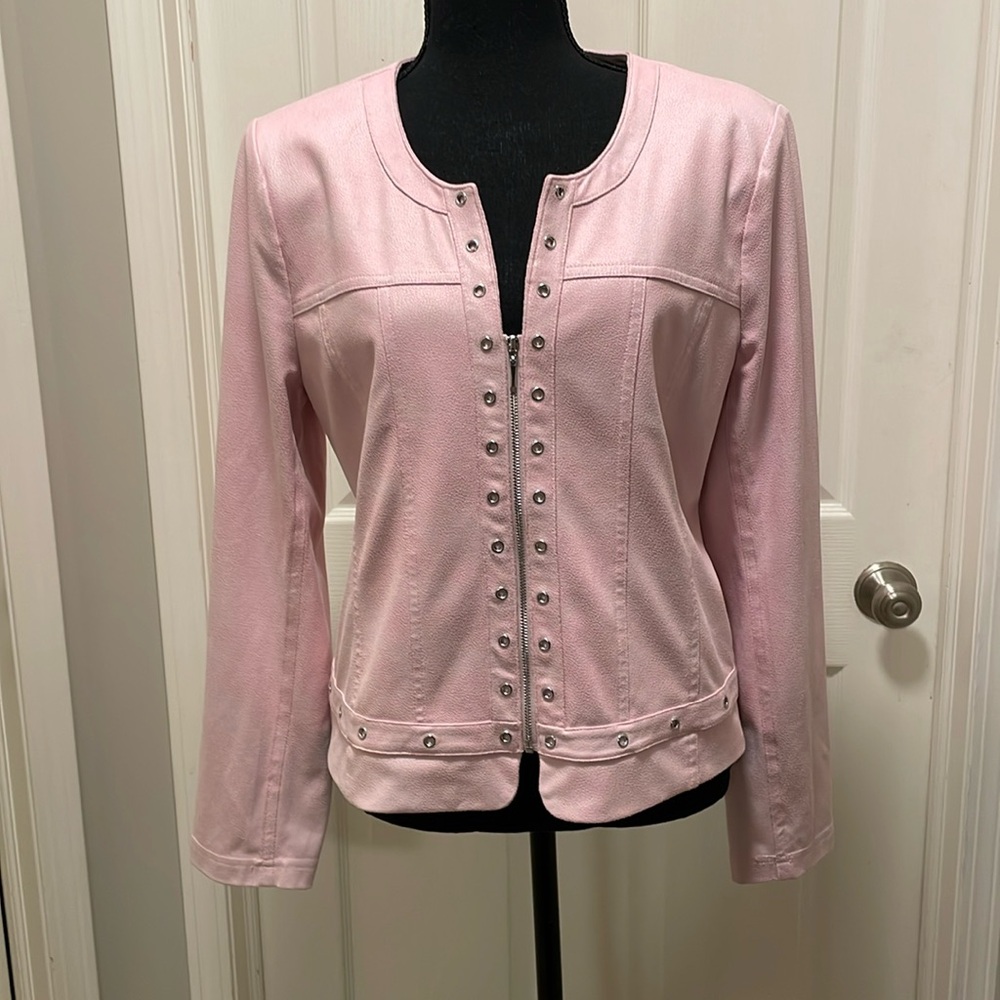 Laura Petites Size 14 faux suede Blazer with grommet detail Bubble Gum Pink